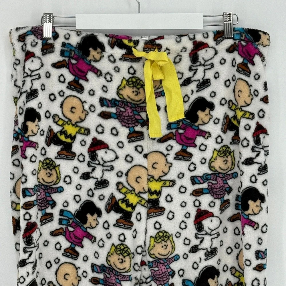Peanuts Snoopy Charlie Brown Fleece Pajama Pants XL Winter Lounge‎